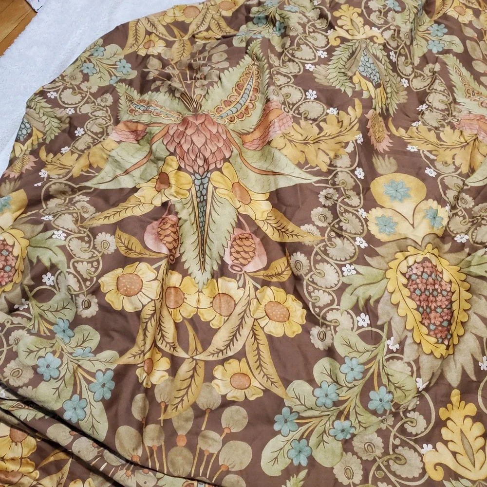 Pottery Barn Brown Cream Cassandra Paisley Floral Bohemian Full Queen Duvet Sham